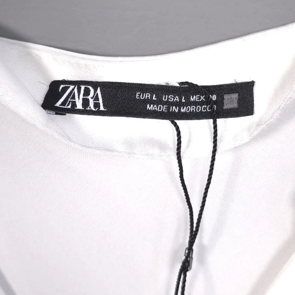 ZARA Women's Dress‎ LARGE Multicolor Chain Strap Satin White Midi Maxi 7756/362 - Picture 2 of 15